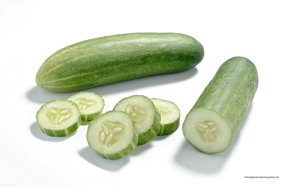 Cucumber isolated on white background – product photography by Shreeji, Nagpur